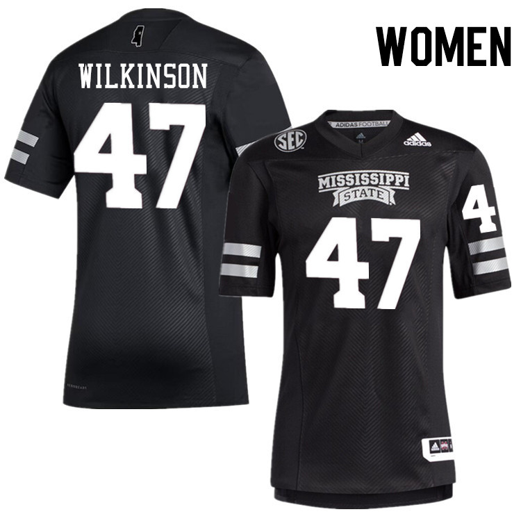 Women #47 William Wilkinson Mississippi State Bulldogs College Football Jerseys Stitched-Black